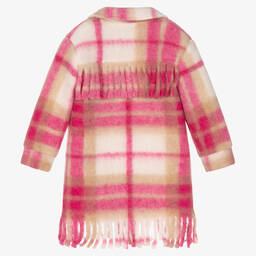 Everything Must Change-Girls Pink Check Brushed Wool Coat | Childrensalon Outlet
