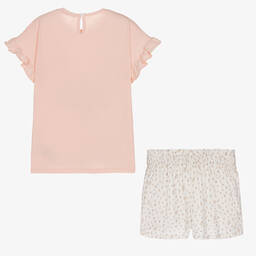 Everything Must Change-طقم شورت قطن جيرسي لون زهري وعاجي | Childrensalon Outlet