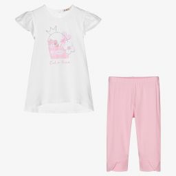 Everything Must Change-Белый топ и розовые легинсы для девочек | Childrensalon Outlet