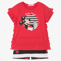 Everything Must Change-Girls Red & Black Disney Shorts Set | Childrensalon Outlet