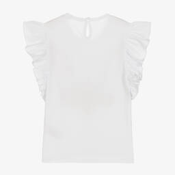 Everything Must Change-Girls White Cotton Ruffled T-Shirt | Childrensalon Outlet