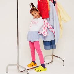 Everything Must Change-Girls White & Pink Cotton Heart Zip-up Top | Childrensalon Outlet