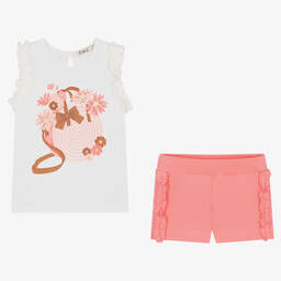 Everything Must Change-Белая футболка и розовые шорты из хлопка | Childrensalon Outlet