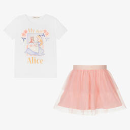 Everything Must Change-Girls White & Pink Disney Skirt Set | Childrensalon Outlet