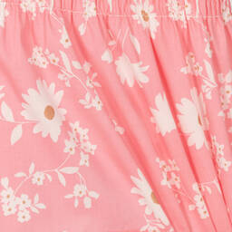 Everything Must Change-فستان قطن بوبلين لون أبيض وزهري بطبعة ورود | Childrensalon Outlet