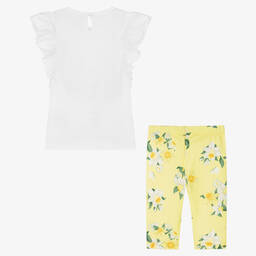 Everything Must Change-Бело-желтый топ и легинсы с нарциссами | Childrensalon Outlet