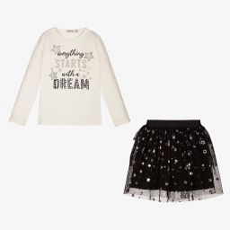 Everything Must Change-Ivory & Black Stars Skirt Set | Childrensalon Outlet