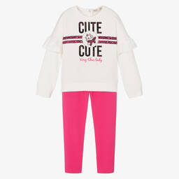 Everything Must Change-طقم ليغنغز قطن لون عاجي وزهري للبنات | Childrensalon Outlet