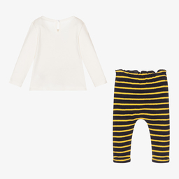 Everything Must Change-طقم بنطلون وتوب قطن لون عاجي وكحلي للمولودات | Childrensalon Outlet