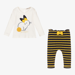 Everything Must Change-طقم بنطلون وتوب قطن لون عاجي وكحلي للمولودات | Childrensalon Outlet