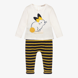 Everything Must Change-طقم بنطلون وتوب قطن لون عاجي وكحلي للمولودات | Childrensalon Outlet