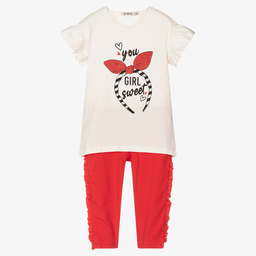 Everything Must Change-Ivory Top & Red Leggings Set | Childrensalon Outlet