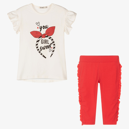 Everything Must Change-Ivory Top & Red Leggings Set | Childrensalon Outlet