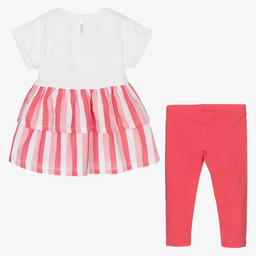 Everything Must Change-طقم ليغنغز أطفال بناتي قطن جيرسي لون زهري وأبيض | Childrensalon Outlet