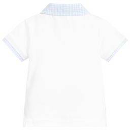 Everything Must Change-توب بولو قطن جيرسي لون أبيض وأزرق للمواليد | Childrensalon Outlet