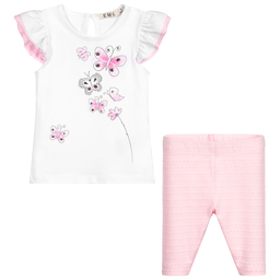 Everything Must Change-White & Pink Leggings Set | Childrensalon Outlet