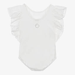 فالكوتو باي ناتورينو-Baby Girls White Cotton Bodysuit | Childrensalon Outlet
