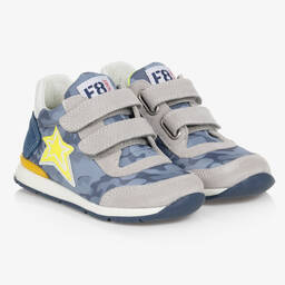 Falcotto by Naturino-Boys Blue & Grey Star Trainers | Childrensalon Outlet