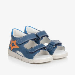 Falcotto by Naturino-Boys Blue Leather Star Sandals | Childrensalon Outlet