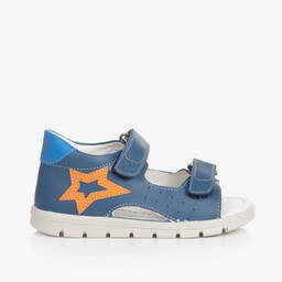 Falcotto by Naturino-Boys Blue Leather Star Sandals | Childrensalon Outlet