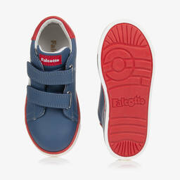 Falcotto by Naturino-Boys Blue Leather Star Velcro Trainers | Childrensalon Outlet