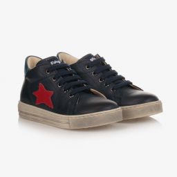 Falcotto by Naturino-Boys Blue Leather Trainers | Childrensalon Outlet