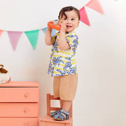 Falcotto by Naturino-Boys Blue & Yellow Viscose Shirt | Childrensalon Outlet