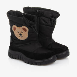 Falcotto by Naturino-Boys Cozy Black Bear Snow Boots | Childrensalon Outlet