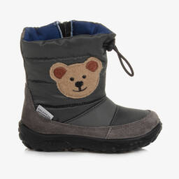 فالكوتو باي ناتورينو-بوت بطبعة تيدي بير جلد وقماش لون رمادي داكن | Childrensalon Outlet