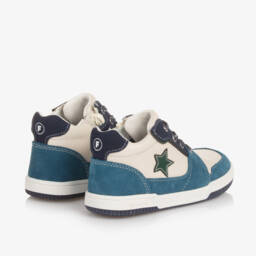 Falcotto by Naturino-Boys Ivory & Blue Leather Trainers | Childrensalon Outlet