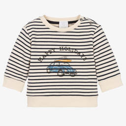 فالكوتو باي ناتورينو-Boys Ivory & Blue Striped Cotton Sweatshirt | Childrensalon Outlet
