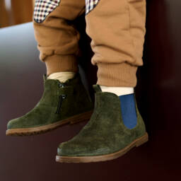 Falcotto by Naturino-Boys Khaki Suede Leather Boots | Childrensalon Outlet