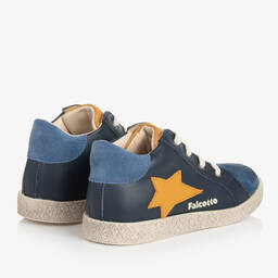 Falcotto by Naturino-Boys Navy Blue Leather Trainers | Childrensalon Outlet