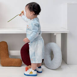 Falcotto by Naturino-Boys White & Blue Tie-Dye Cotton Shorts | Childrensalon Outlet
