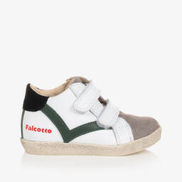 فالكوتو باي ناتورينو-ترينرز جلد وشامواه لون أبيض ورمادي أطفال ولادي | Childrensalon Outlet