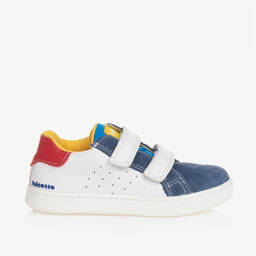 Falcotto by Naturino-Boys White Leather & Suede Trainers | Childrensalon Outlet