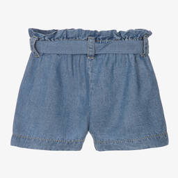 Falcotto by Naturino-Girls Blue Lyocell Chambray Shorts | Childrensalon Outlet