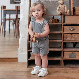 Falcotto by Naturino-Girls Blue & White Stripe Jersey Shorts | Childrensalon Outlet