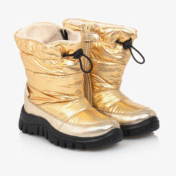 Falcotto by Naturino-Girls Glittering Gold Winter Boots | Childrensalon Outlet