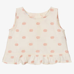 فالكوتو باي ناتورينو-Girls Ivory & Pink Dot Cotton Blouse | Childrensalon Outlet