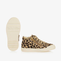 فالكوتو باي ناتورينو-حذاء رياضي بطبعة فهد جلد لون بني للبنات | Childrensalon Outlet