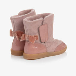 Falcotto by Naturino-Girls Pink Suede Leather Bow Boots | Childrensalon Outlet