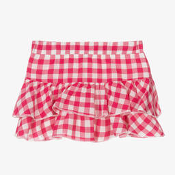 Falcotto by Naturino-Girls Pink & White Check Cotton Skirt | Childrensalon Outlet