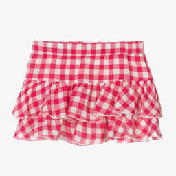 Falcotto by Naturino-Girls Pink & White Check Cotton Skirt | Childrensalon Outlet