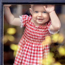 Falcotto by Naturino-Girls Pink & White Gingham Ruched Dress | Childrensalon Outlet