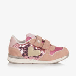Falcotto by Naturino-Girls Sparkling Pink Leather Trainers | Childrensalon Outlet