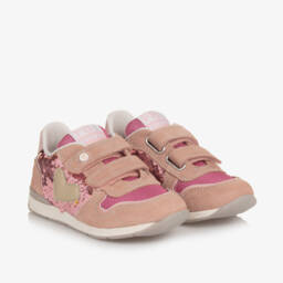 Falcotto by Naturino-Girls Sparkling Pink Leather Trainers | Childrensalon Outlet