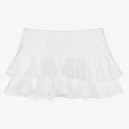 Falcotto by Naturino-Girls White Cotton Broderie Anglaise Skirt | Childrensalon Outlet
