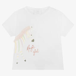 Falcotto by Naturino-Girls White Cotton Zebra T-Shirt | Childrensalon Outlet
