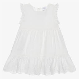 Falcotto by Naturino-Girls White Embroidered Cotton Dress | Childrensalon Outlet